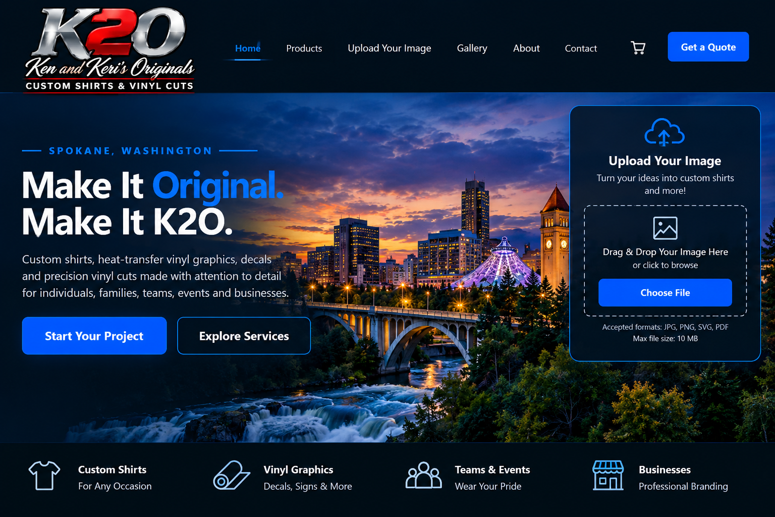 K2O Ken and Keri's Originals homepage design